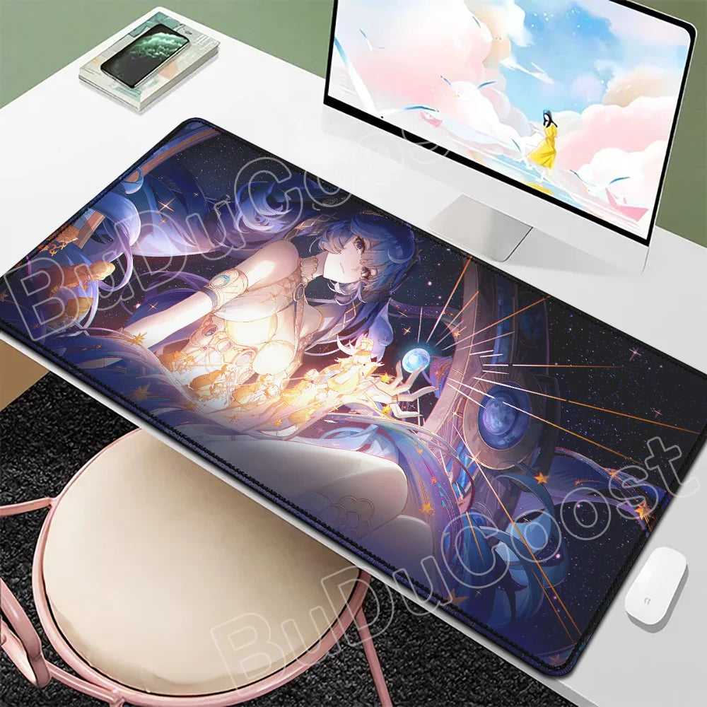 Beautiful Kawaii Luno Wuthering Waves Mouse Pad Gamer Mousepad Accessories Keyboard Mat Gaming Laptop Anime Pretty Girl Desk Mat