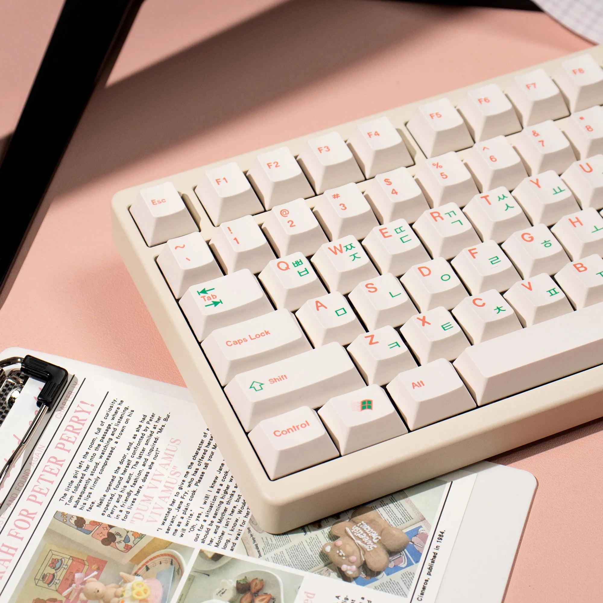 144 Keys PBT Keycaps Cherry Profile Dye-Sublimated Keycap Set Red Green Font Korea English keycaps for Mechanical Keyboard Kit