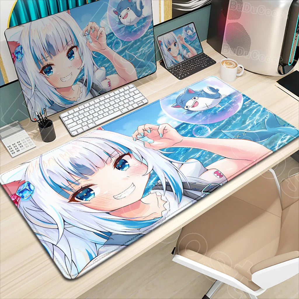 Kawaii Girl Hololive Gawr Gura Mouse Pad Office Game Carpet Mouse Mats Gamer Rug Desk Accessories Computer Table Pad PC Mousepad