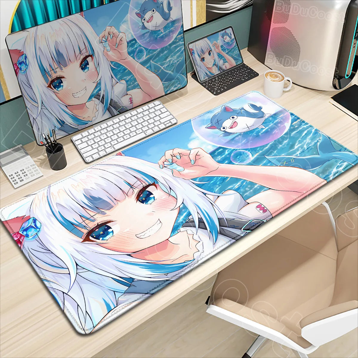 Kawaii Girl Hololive Gawr Gura Mouse Pad Office Game Carpet Mouse Mats Gamer Rug Desk Accessories Computer Table Pad PC Mousepad
