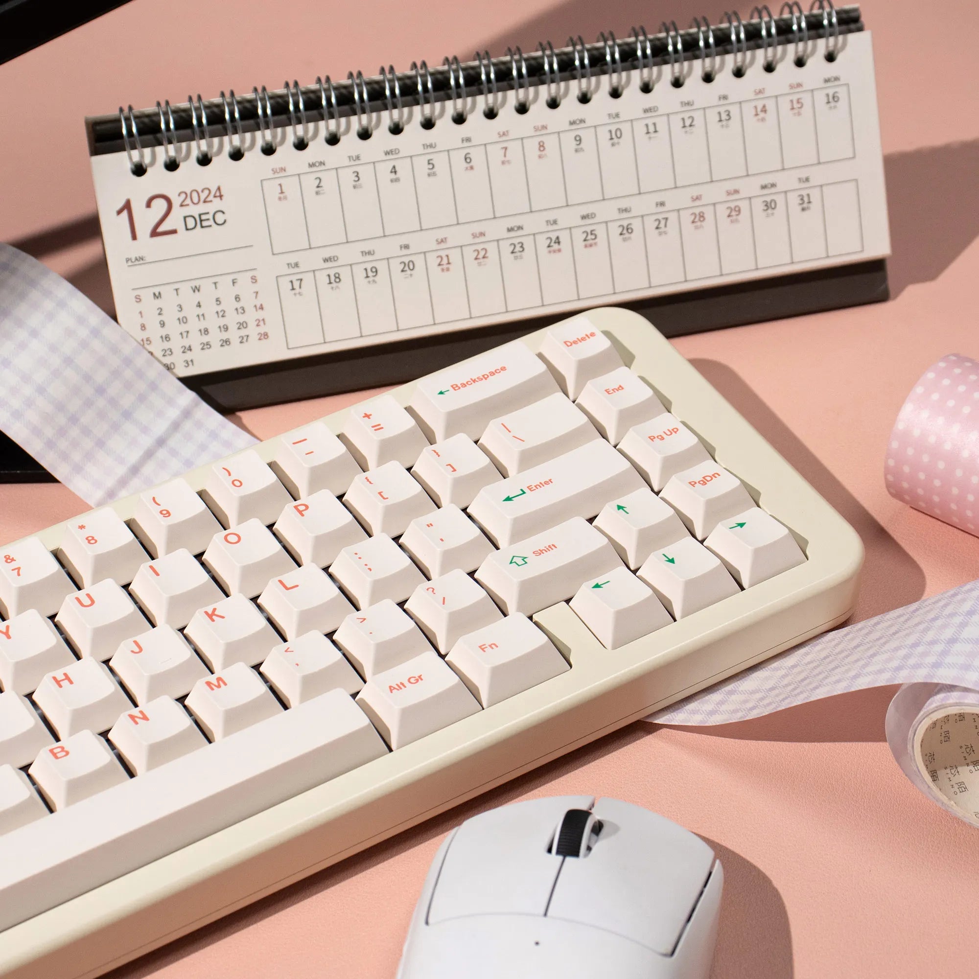 144 Keys PBT Keycaps Cherry Profile Dye-Sublimated Keycap Set Red Green Font Korea English keycaps for Mechanical Keyboard Kit