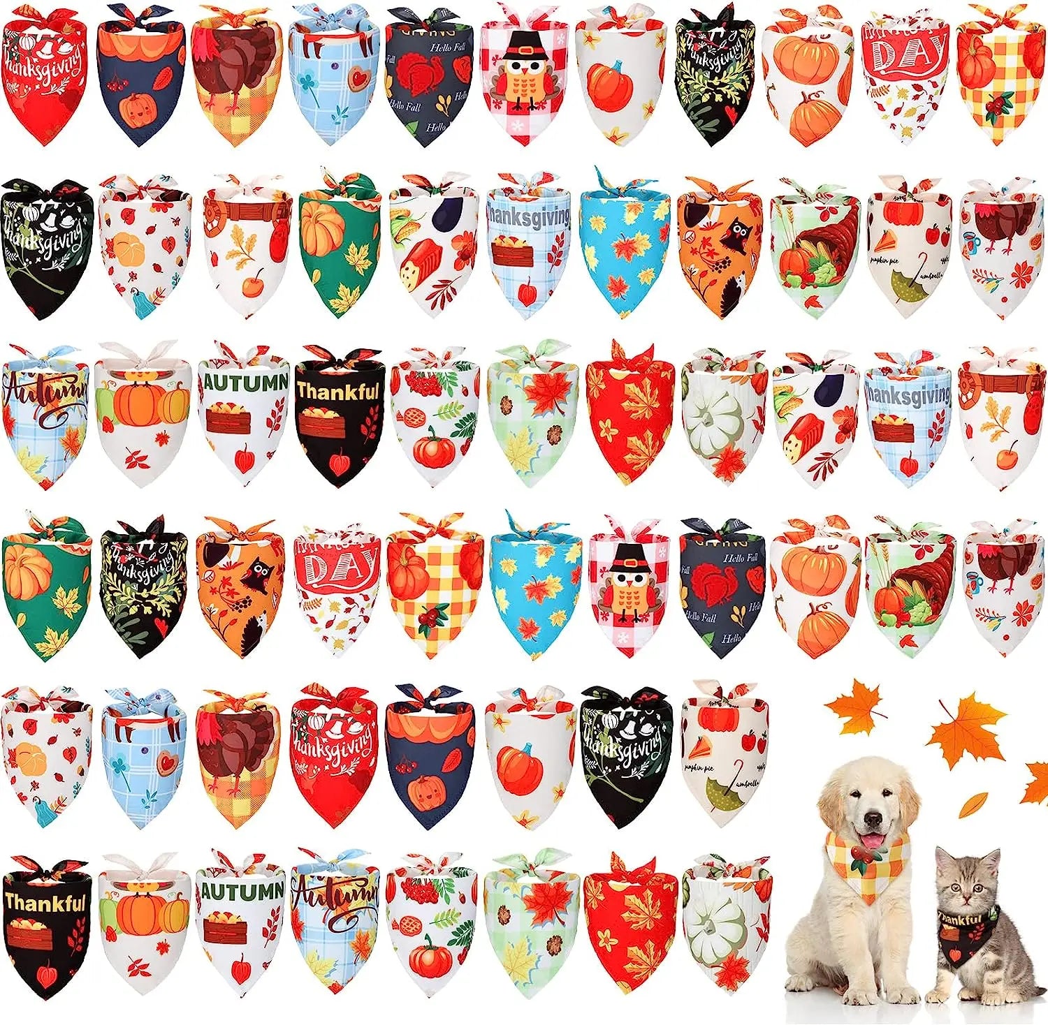 30 Pack Christmas Dog Bandana Fall Thanksgiving Pets Scarf Triangle Bibs Halloween Pet Bandanas For Small Medium Large Dogs