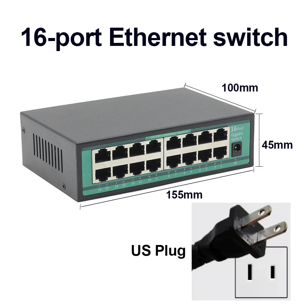 16-port Gigabit Ethernet switch 10/100/1000Mbps network switch