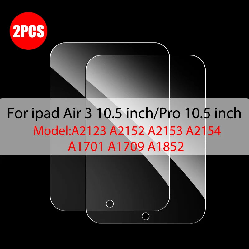 2Pcs Tempered Glass Screen Protector For iPad Air 5 4 Pro 13 11 12.9 Ipad 9th Gen 10th 8th 7th 6th 5 Mini 6 10.5 9.7 M4 M2 Film