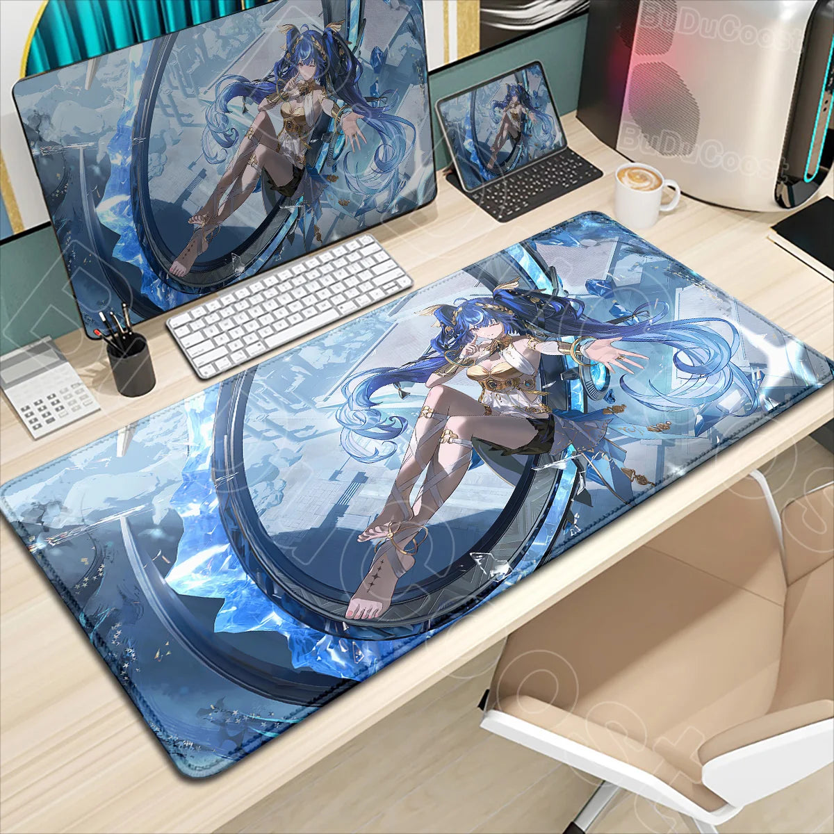 Beautiful Kawaii Luno Wuthering Waves Mouse Pad Gamer Mousepad Accessories Keyboard Mat Gaming Laptop Anime Pretty Girl Desk Mat