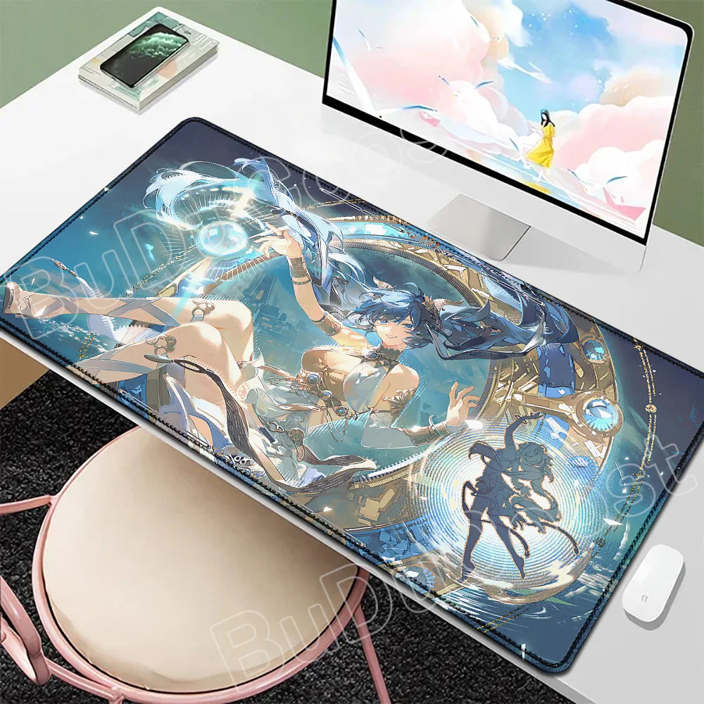 Beautiful Kawaii Luno Wuthering Waves Mouse Pad Gamer Mousepad Accessories Keyboard Mat Gaming Laptop Anime Pretty Girl Desk Mat