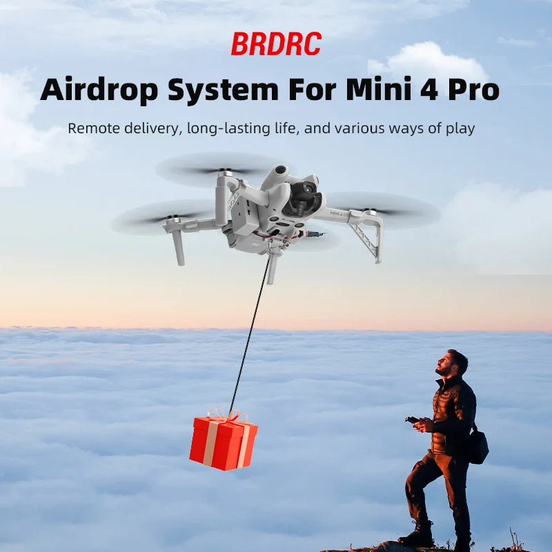 BRDRC Airdrop System for DJI Mini 4 Pro Drone Remote Thrower Casting Fish Bait/Giving Gifts/Emergency Rescue Drone Accessories
