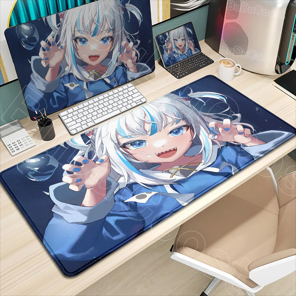 Kawaii Girl Hololive Gawr Gura Mouse Pad Office Game Carpet Mouse Mats Gamer Rug Desk Accessories Computer Table Pad PC Mousepad