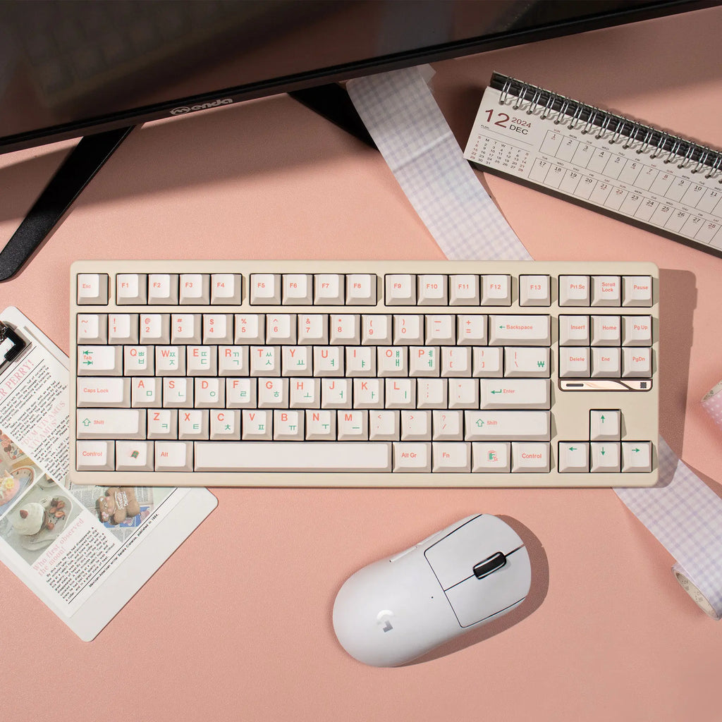 144 Keys PBT Keycaps Cherry Profile Dye-Sublimated Keycap Set Red Green Font Korea English keycaps for Mechanical Keyboard Kit