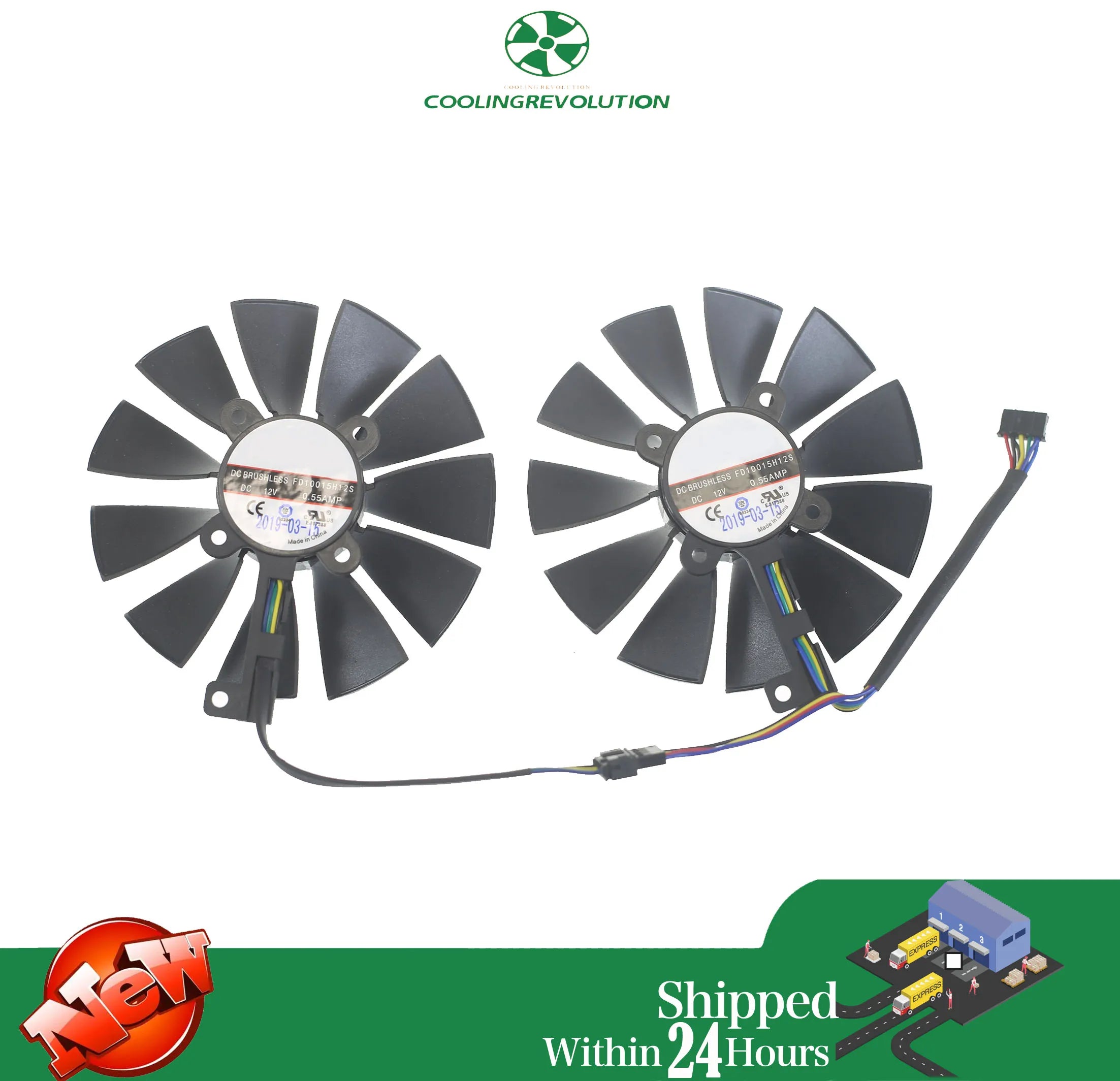 2pcs/Lot T129215SU FD10015H12S 95mm 12V 0.55A for ASUS GTX970 980 780 STRIX-R9285 Graphics Card Cooler Fan