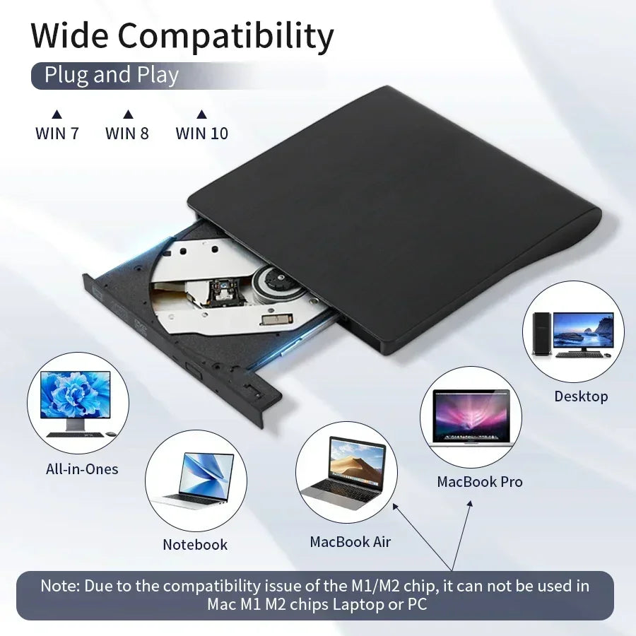 2 IN1 USB3.0 External CD DVD Drive RW CD Writer Drive Burner blu ray player Optical Drives For Laptop PC DVD Burner DVD Portatil