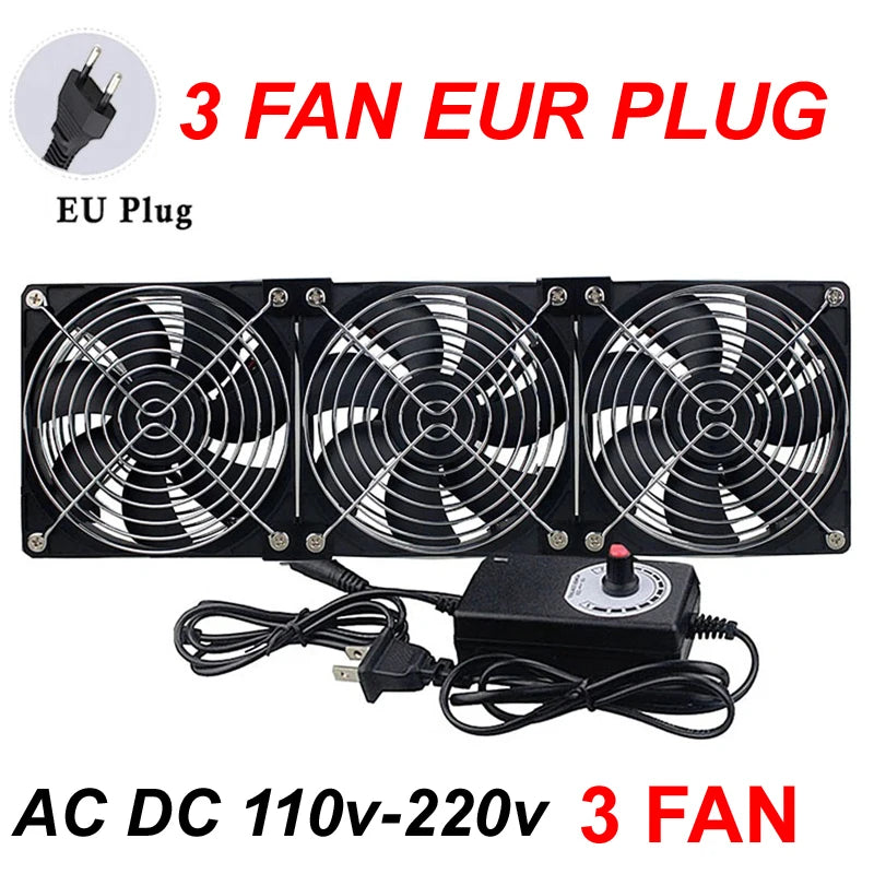 110V-220V 3000RPM Fan Cooling Controller 120mm 12V 220V Btc Machine Chassis Workstation Cabinet Radiator Server Fan for GPU VGA