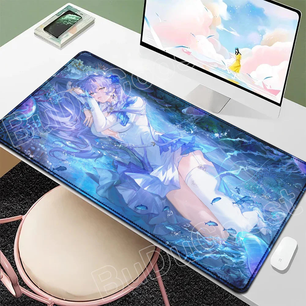 Beautiful Kawaii Luno Wuthering Waves Mouse Pad Gamer Mousepad Accessories Keyboard Mat Gaming Laptop Anime Pretty Girl Desk Mat