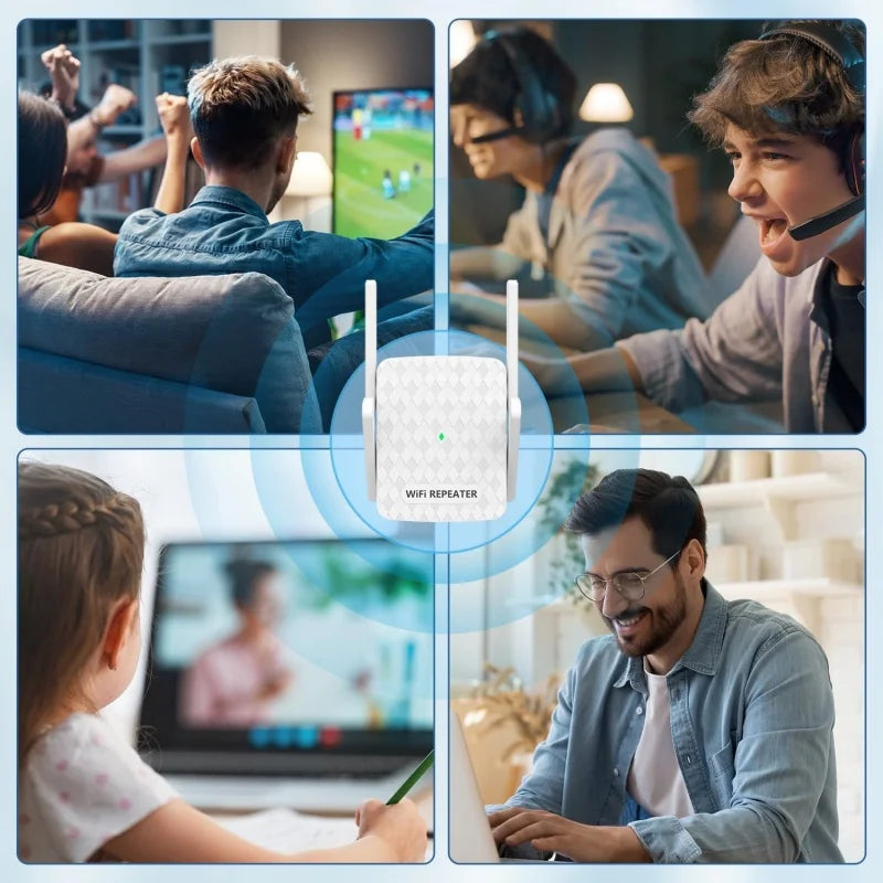 1200Mbps 5Ghz WiFi Repeater Dual Band WiFi Extender Amplifier 2.4G&5GHz Wi-Fi Signal Booster Long Range Network Interface