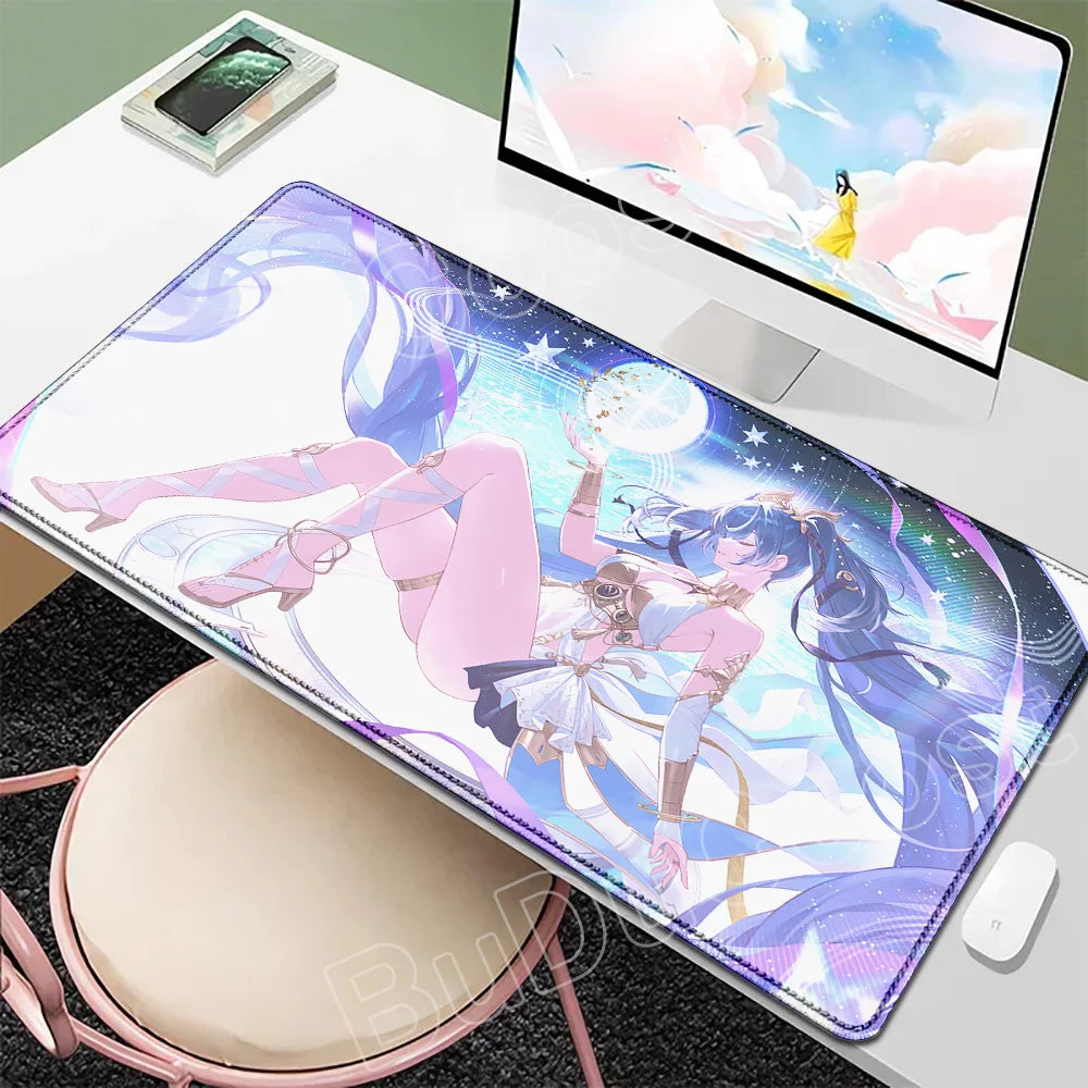 Beautiful Kawaii Luno Wuthering Waves Mouse Pad Gamer Mousepad Accessories Keyboard Mat Gaming Laptop Anime Pretty Girl Desk Mat