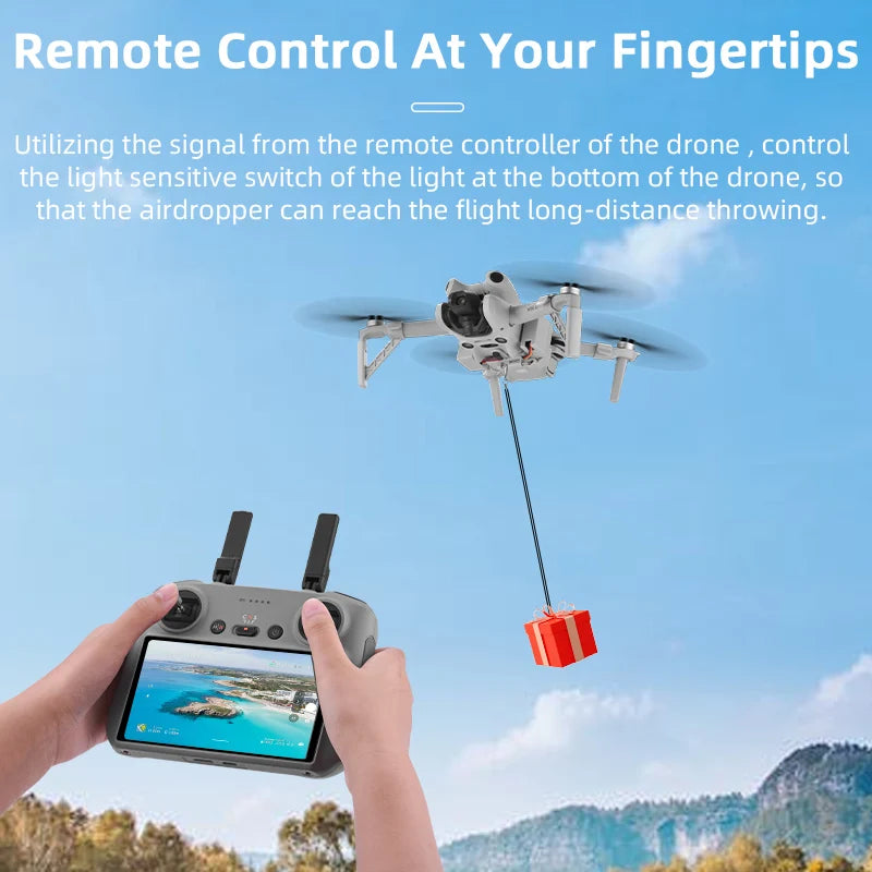 BRDRC Airdrop System for DJI Mini 4 Pro Drone Remote Thrower Casting Fish Bait/Giving Gifts/Emergency Rescue Drone Accessories