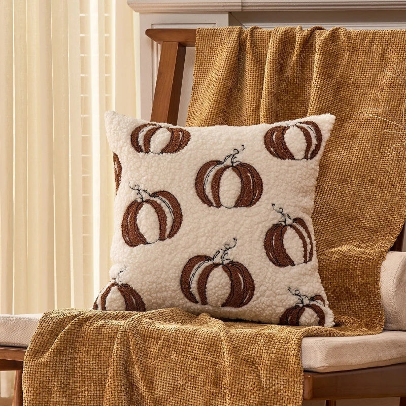 Pumpkin Throw Pillow Cover 45X45CM Autumn Plush Cushion Cover Decor Home Thanksgiving Day Decorative Pillowcase 2025 New