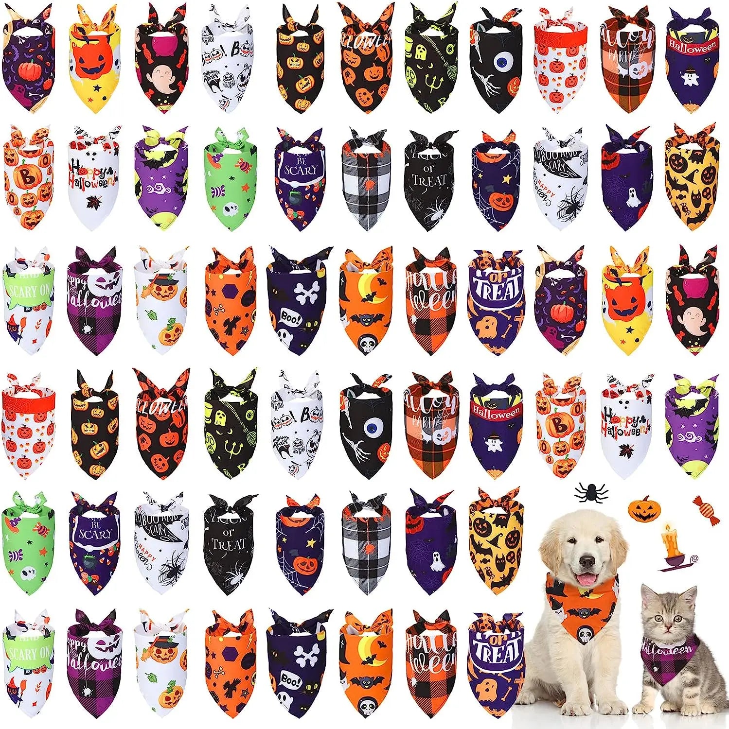 30 Pack Christmas Dog Bandana Fall Thanksgiving Pets Scarf Triangle Bibs Halloween Pet Bandanas For Small Medium Large Dogs