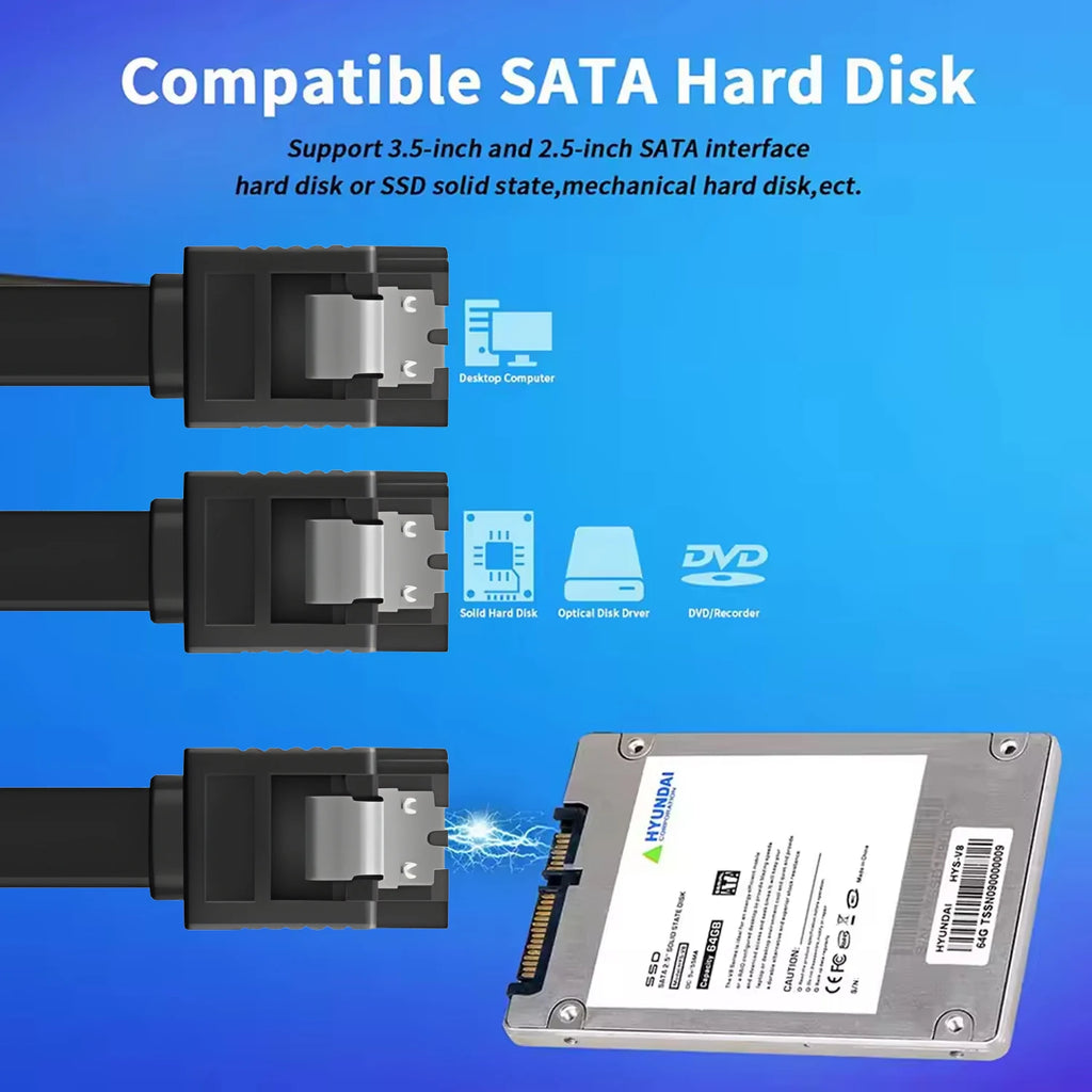 1/2PCS SATA 3.0 SATA III Data Transmission Cable for PC Laptop SATA HDD SSD Drive Writer Straight Bent 6Gbps Quick Data Cord
