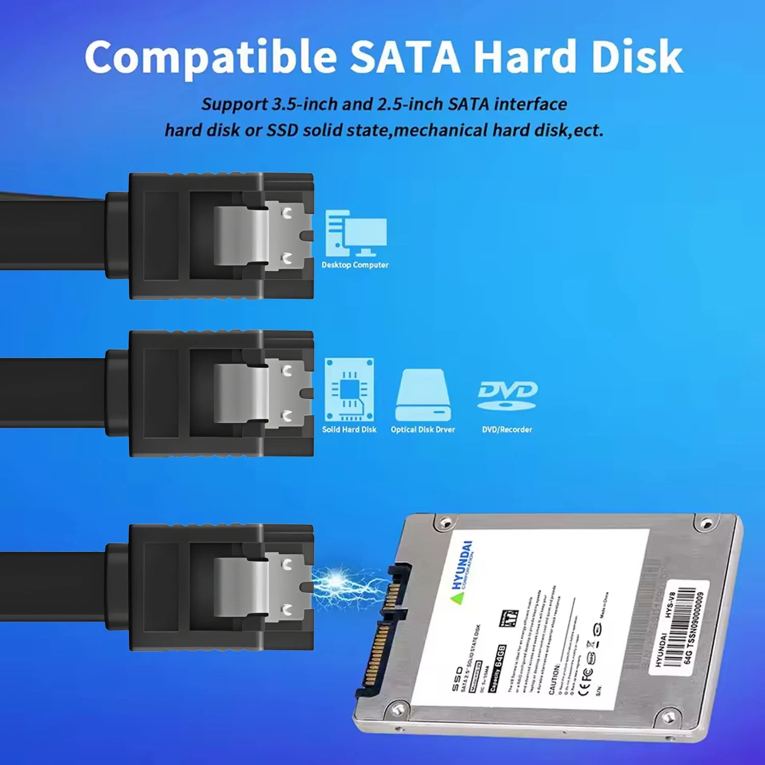 1/2PCS SATA 3.0 SATA III Data Transmission Cable for PC Laptop SATA HDD SSD Drive Writer Straight Bent 6Gbps Quick Data Cord