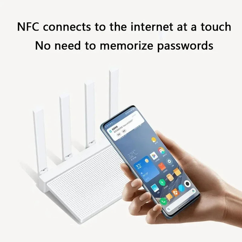 2024 NEW Original Xiaomi AX3000T Router 2.4GHz 5GHz 1.3GHz CPU 2X2 160MHz WAN LAN LED NFC Connection for Home Office Games Mi
