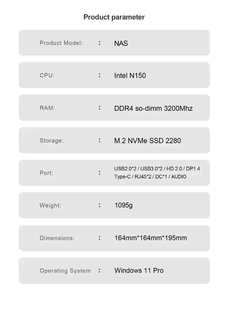2-Bay NAS AMD Ryzen 7 5825U Mini PC Intel N150 2x i226-V 2x2.5G RJ45 Firewall  Server Network Storage Private Cloud Windows 11