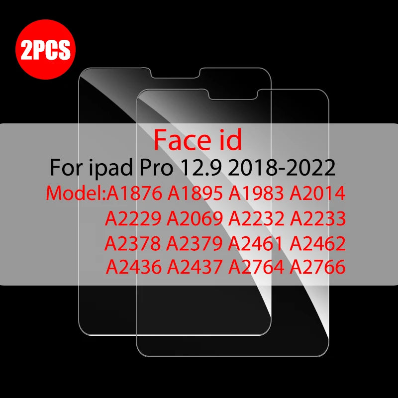 2Pcs Tempered Glass Screen Protector For iPad Air 5 4 Pro 13 11 12.9 Ipad 9th Gen 10th 8th 7th 6th 5 Mini 6 10.5 9.7 M4 M2 Film