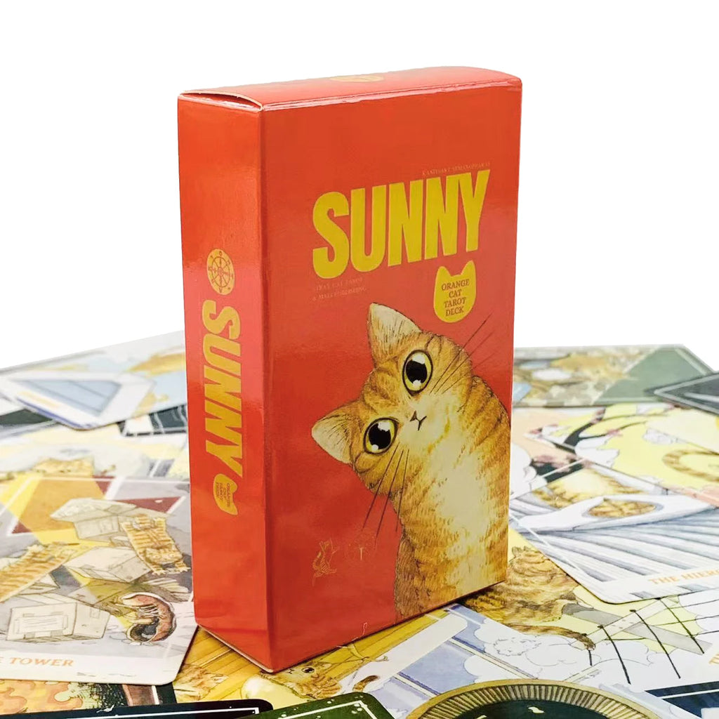 Sunny Orange Cat Tarot Deck A 78PCS Cards Best Gift-giving For Cat Lover ,Great For Beginners, Meditation & Party Games