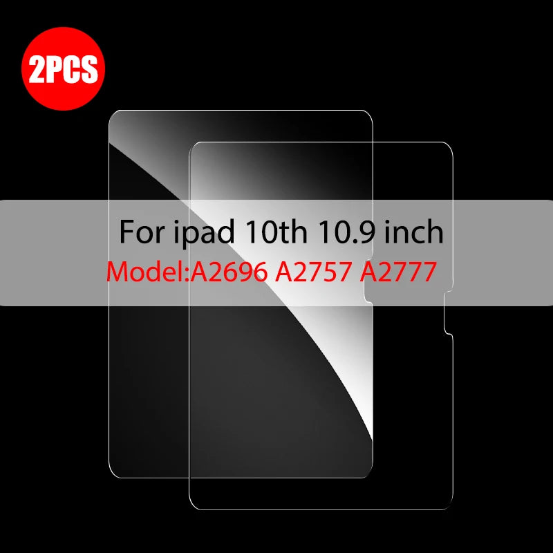 2Pcs Tempered Glass Screen Protector For iPad Air 5 4 Pro 13 11 12.9 Ipad 9th Gen 10th 8th 7th 6th 5 Mini 6 10.5 9.7 M4 M2 Film