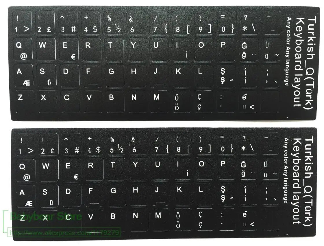 2pcs/lot Turkish Keyboard Sticker Turkey language film For laptop desktop keyboards Stickers 11 12 13 14 15 17 inch keyboard