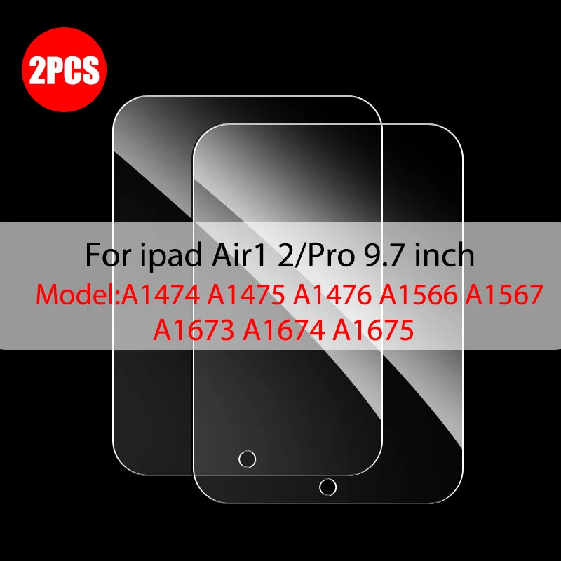 2Pcs Tempered Glass Screen Protector For iPad Air 5 4 Pro 13 11 12.9 Ipad 9th Gen 10th 8th 7th 6th 5 Mini 6 10.5 9.7 M4 M2 Film