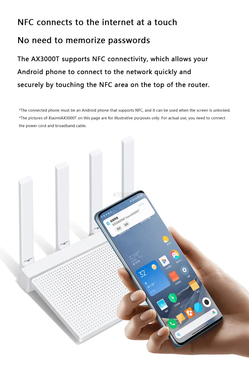 2024 NEW Original Xiaomi AX3000T Router 2.4GHz 5GHz 1.3GHz CPU 2X2 160MHz WAN LAN LED NFC Connection for Home Office Games Mi