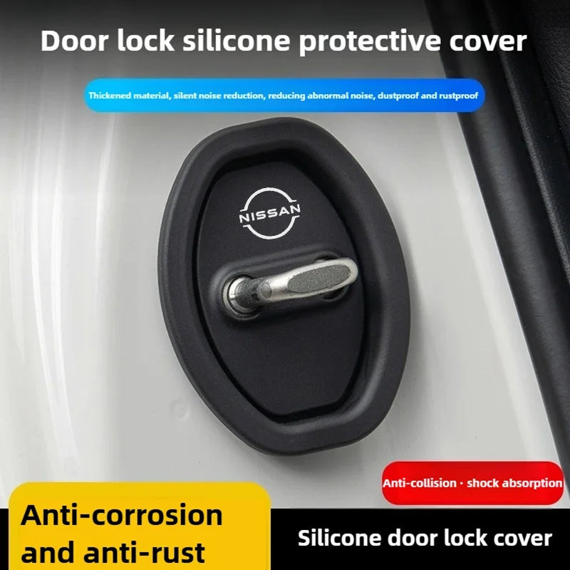 2/4Pcs Car Silicone Door Lock Cover Auto Emblem Accessories For Nissan Qashqai Nismo X-Trail T32 T31 J10 J11 Juke Altima Note