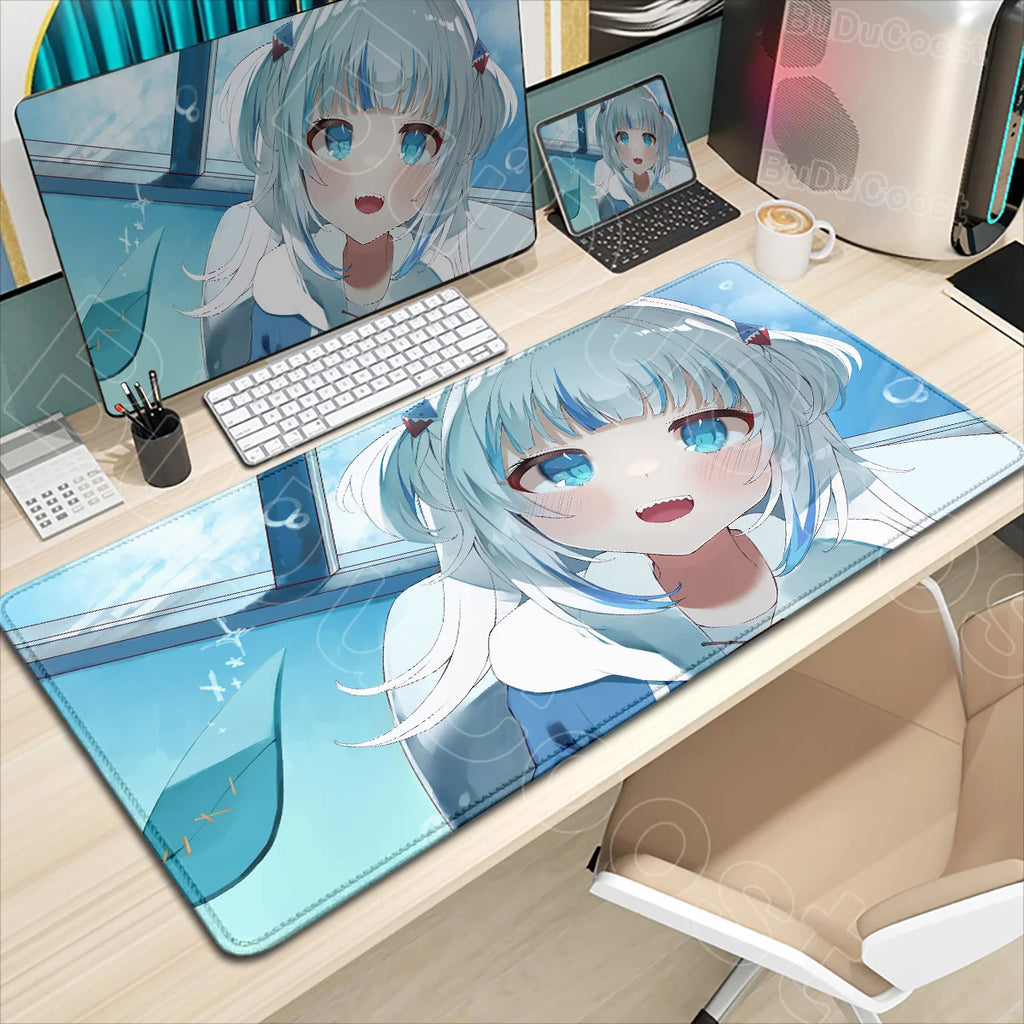 Kawaii Girl Hololive Gawr Gura Mouse Pad Office Game Carpet Mouse Mats Gamer Rug Desk Accessories Computer Table Pad PC Mousepad