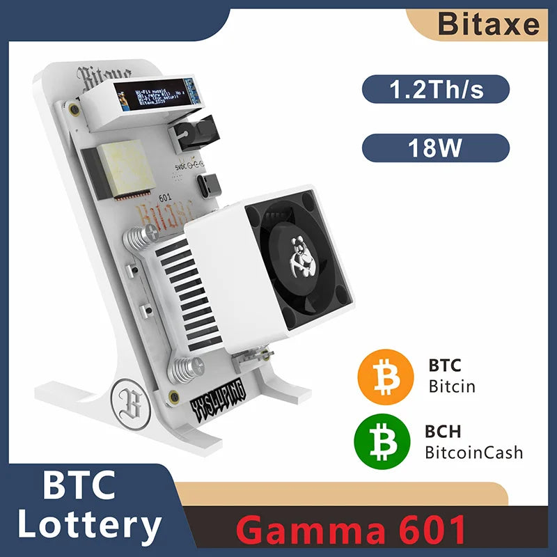 2025 Latest Bitaxe Gamma 601 open-source Bitcoin miner 1.2TH/s silent and noise free with power supply