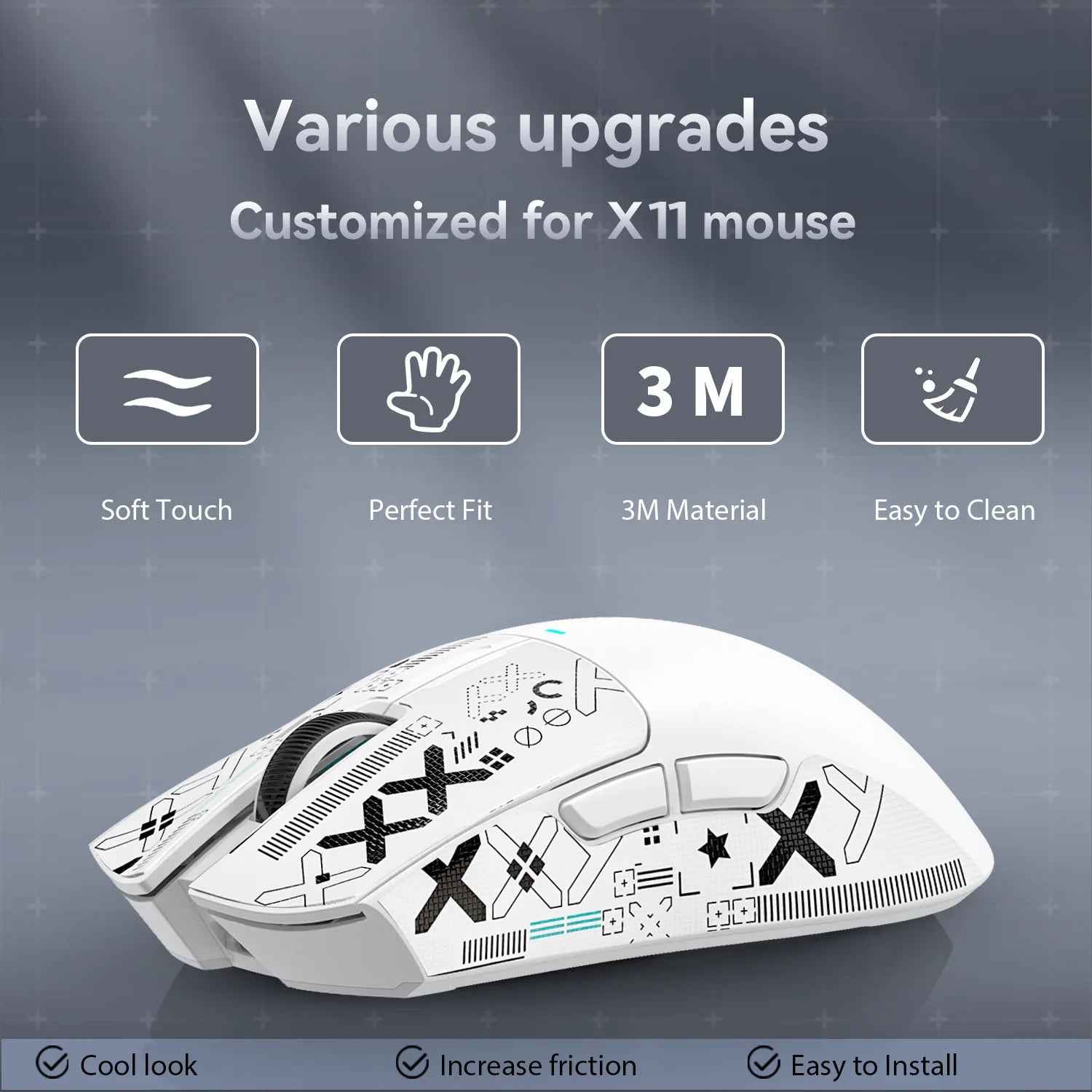 Gaming Mouse Sticker Anti-slip Waterproof and Easy to Install,Soft Touch and is Suitable for ATTACK SHARK X11/X6/X3/R1