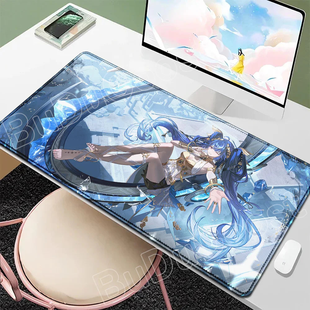 Beautiful Kawaii Luno Wuthering Waves Mouse Pad Gamer Mousepad Accessories Keyboard Mat Gaming Laptop Anime Pretty Girl Desk Mat