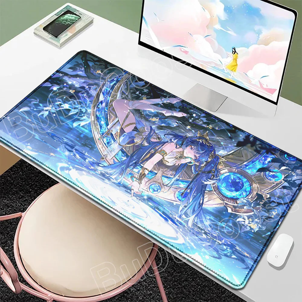 Beautiful Kawaii Luno Wuthering Waves Mouse Pad Gamer Mousepad Accessories Keyboard Mat Gaming Laptop Anime Pretty Girl Desk Mat