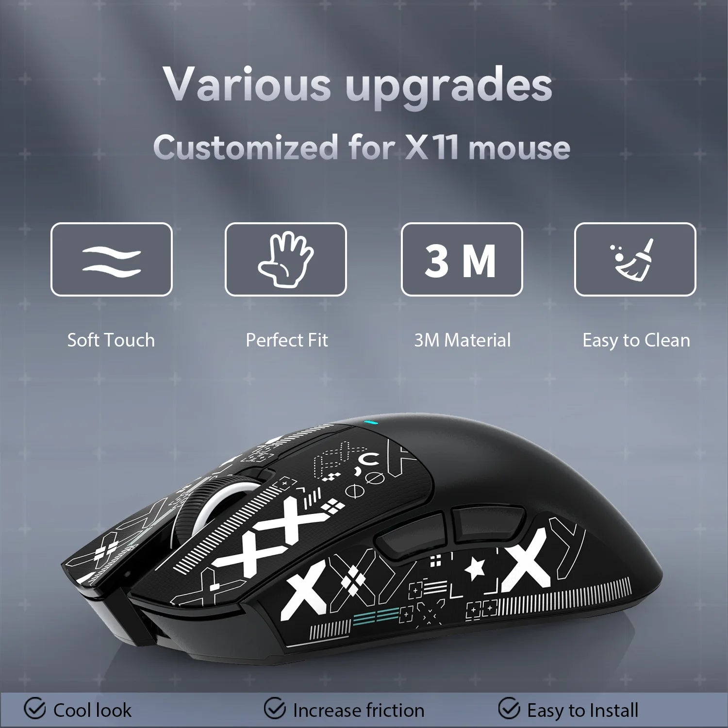 Gaming Mouse Sticker Anti-slip Waterproof and Easy to Install,Soft Touch and is Suitable for ATTACK SHARK X11/X6/X3/R1