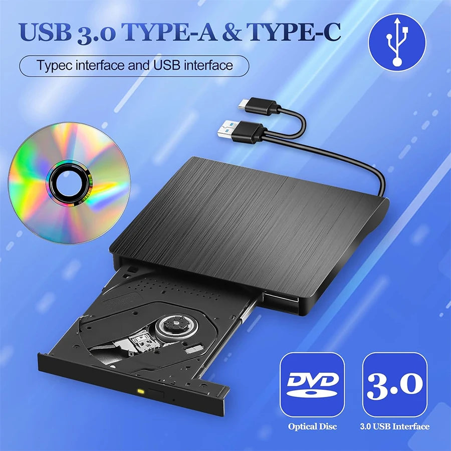 2 IN1 USB3.0 External CD DVD Drive RW CD Writer Drive Burner blu ray player Optical Drives For Laptop PC DVD Burner DVD Portatil