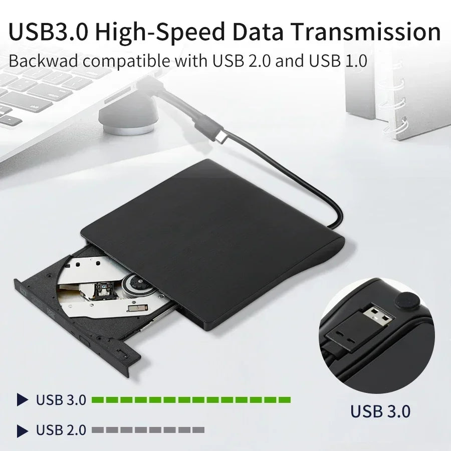 2 IN1 USB3.0 External CD DVD Drive RW CD Writer Drive Burner blu ray player Optical Drives For Laptop PC DVD Burner DVD Portatil
