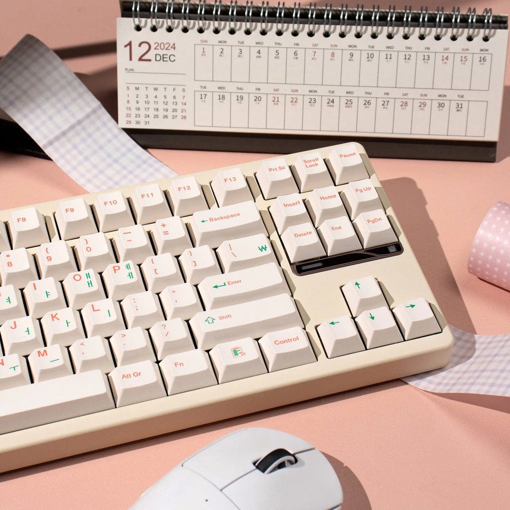 144 Keys PBT Keycaps Cherry Profile Dye-Sublimated Keycap Set Red Green Font Korea English keycaps for Mechanical Keyboard Kit