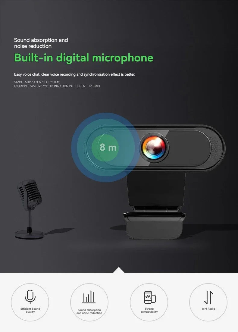 1080P Full HD PC Webcam with Microphone, tripod, for USB Desktop & Laptop,Live Streaming Webcam For Video Calling  Drive free