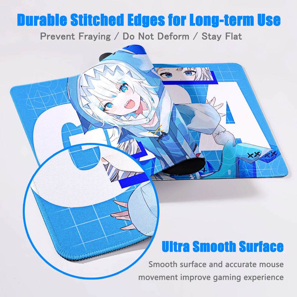 Kawaii Girl Hololive Gawr Gura Mouse Pad Office Game Carpet Mouse Mats Gamer Rug Desk Accessories Computer Table Pad PC Mousepad