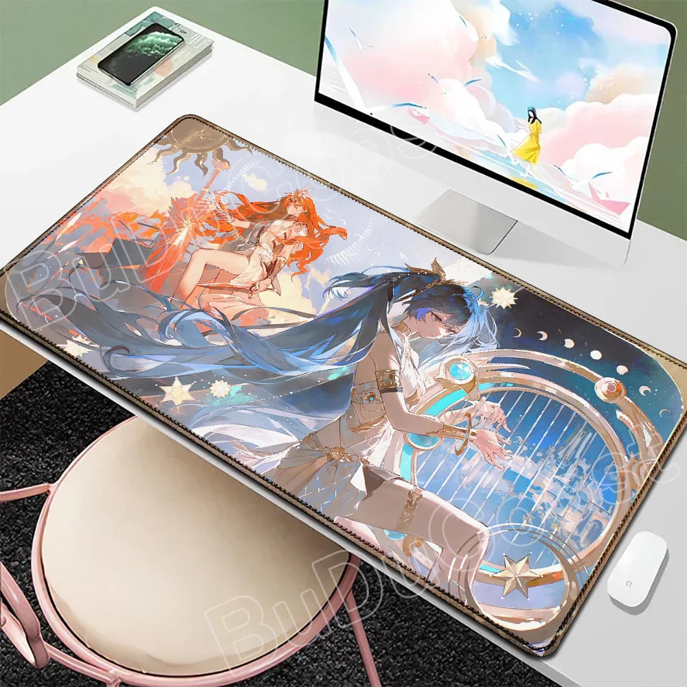 Beautiful Kawaii Luno Wuthering Waves Mouse Pad Gamer Mousepad Accessories Keyboard Mat Gaming Laptop Anime Pretty Girl Desk Mat
