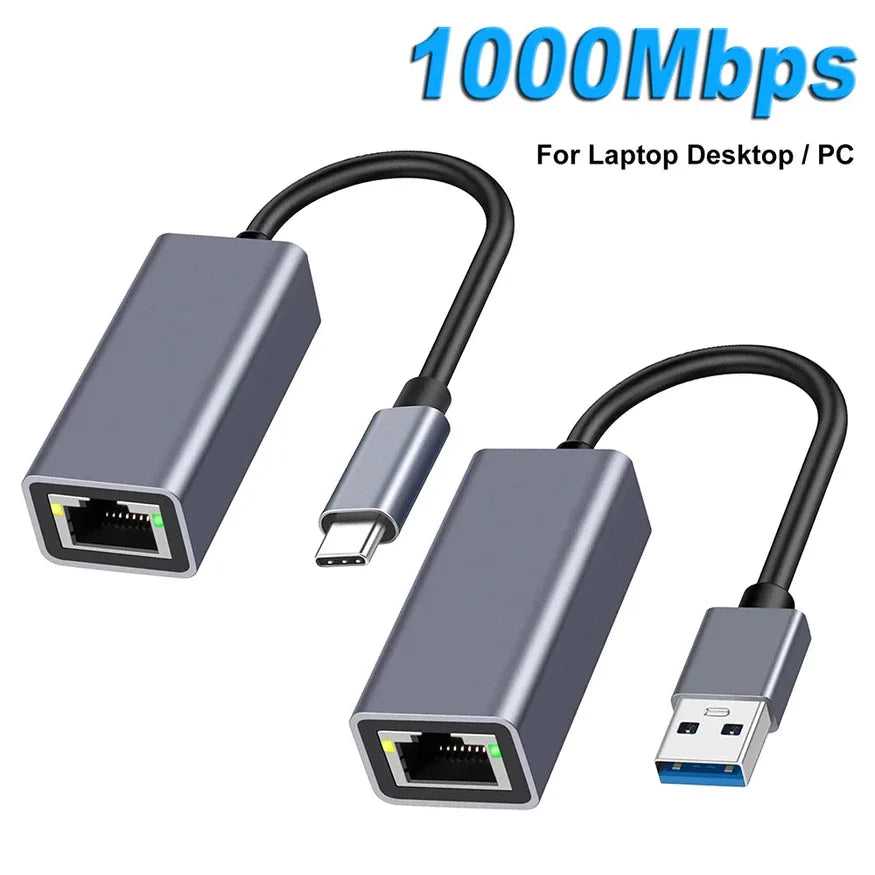 1000Mbps Ethernet Adapter USB 3.0 Type C to RJ45 Network USB Cable For MacBook PC Windows
