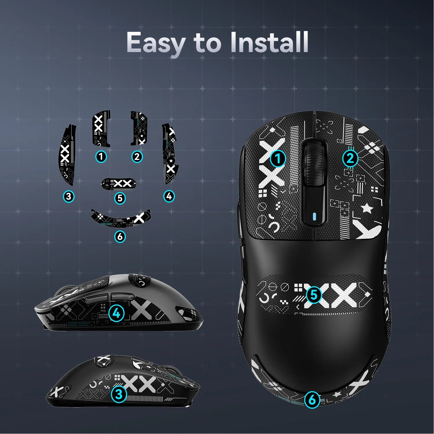 Gaming Mouse Sticker Anti-slip Waterproof and Easy to Install,Soft Touch and is Suitable for ATTACK SHARK X11/X6/X3/R1