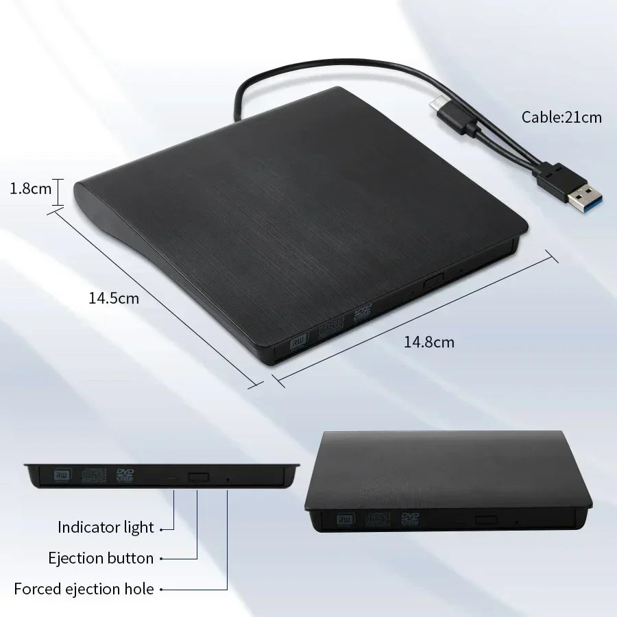 2 IN1 USB3.0 External CD DVD Drive RW CD Writer Drive Burner blu ray player Optical Drives For Laptop PC DVD Burner DVD Portatil