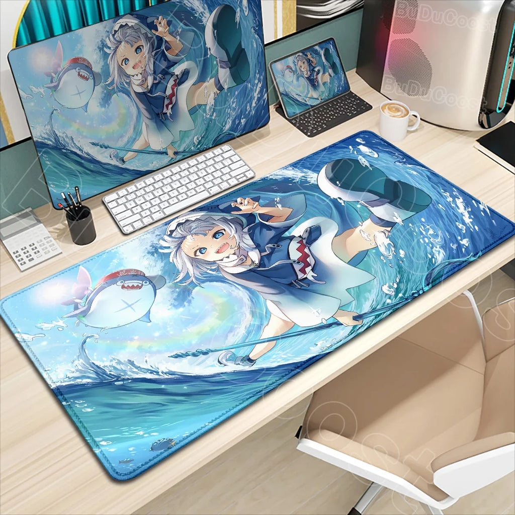 Kawaii Girl Hololive Gawr Gura Mouse Pad Office Game Carpet Mouse Mats Gamer Rug Desk Accessories Computer Table Pad PC Mousepad