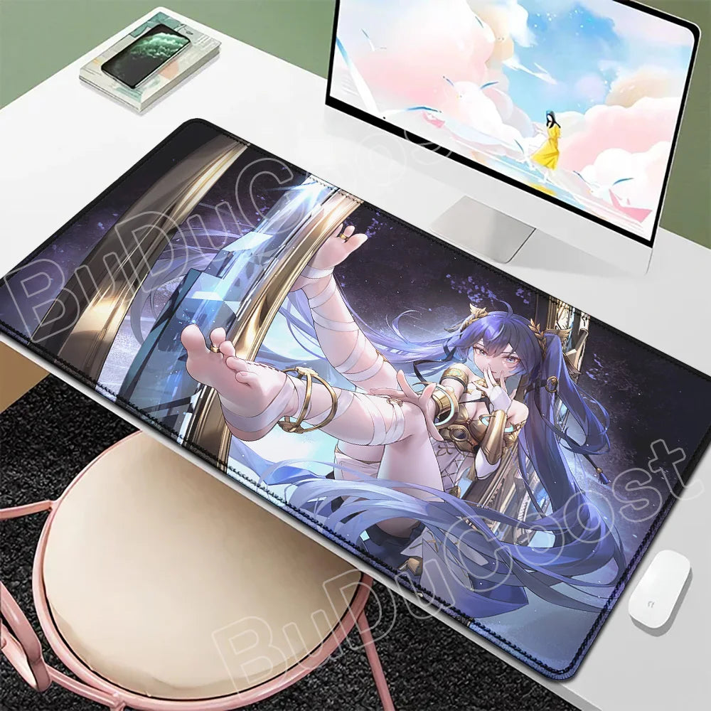 Beautiful Kawaii Luno Wuthering Waves Mouse Pad Gamer Mousepad Accessories Keyboard Mat Gaming Laptop Anime Pretty Girl Desk Mat